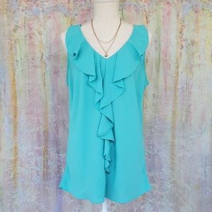 New Directions ruffle front tank blouse